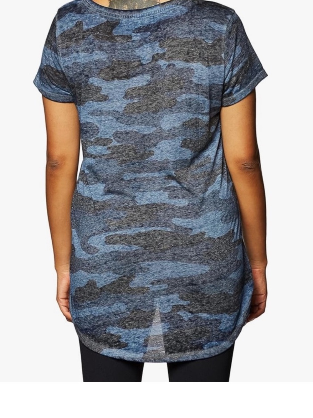 Lucky Brand Women's Dark Blue Camo Burnout V-Neck Tee, EUC, Size Medium - Picture 4 of 11